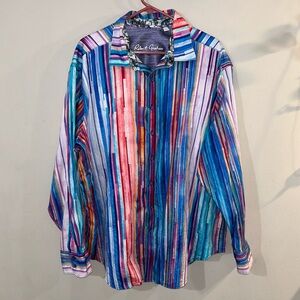 Robert Graham Men's Button Down Shirt Size 2XL Colorful Multicolored Stripes